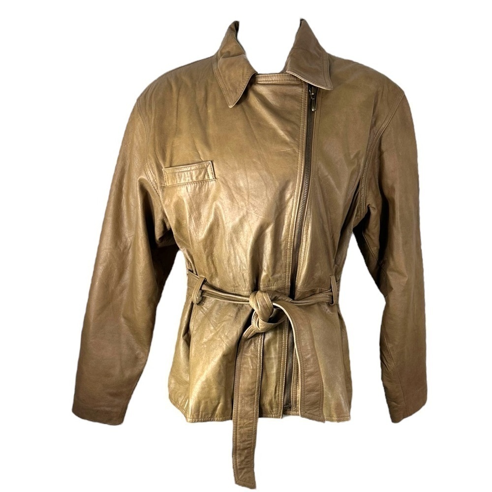 American Leather Tan Waist Tie Jacket